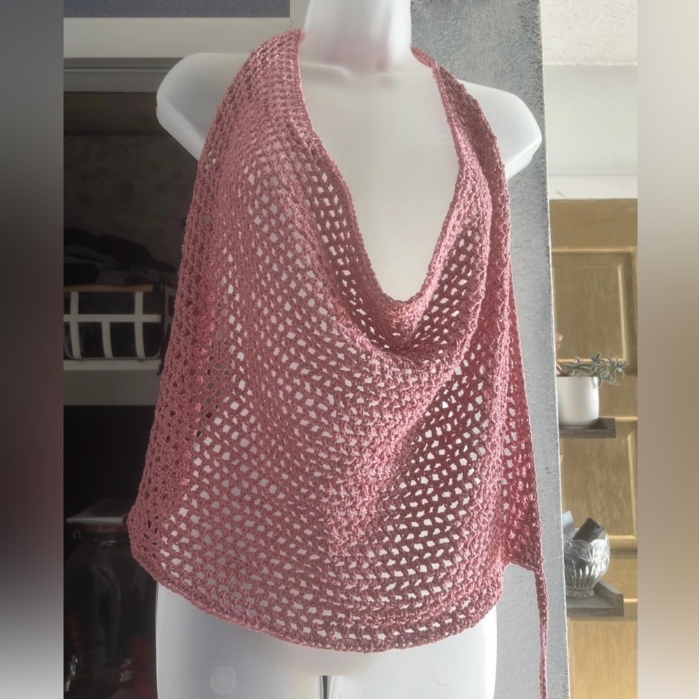 Crochet pink halter top